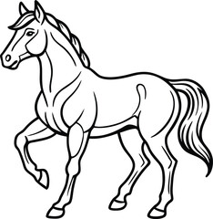 Black silhouette of a running wild mustang with a flowing mane