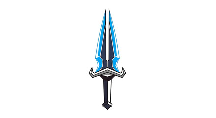 Fototapeta premium Stylized fantasy sword with blue accents, showcasing intricate design and digital illustration