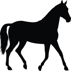 Black horse silhouette vector art illustration isolated on white background