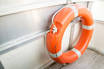 Photograph of a lifebuoy on a pleasure boat