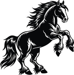 Black running stallion silhouette vector illustration isolated on white