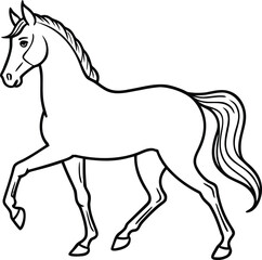 A sleek black stallion vector silhouette runs with a flowing mane and tail, an elegant design for any equestrian illustration