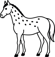 A cute cartoon vector illustration of a horse silhouette with a brown tail and black mane