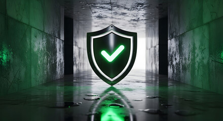 Secure your digital world with this powerful shield icon, symbolizing protection and verified status in a modern, high-tech environment.