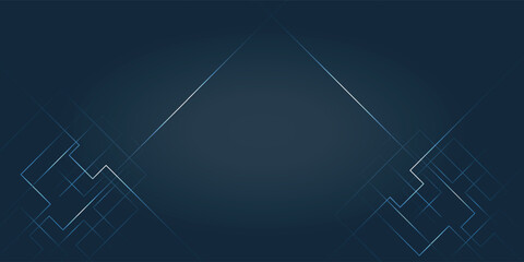 Abstract geometric background with a symmetrical futuristic pattern of glowing white and blue lines forming an upward arrow-like shape. Minimalist and modern.