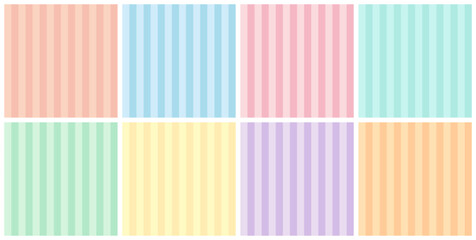 Naklejka premium パステルカラーの 縦ストライプ シームレスパターンセット 縦縞