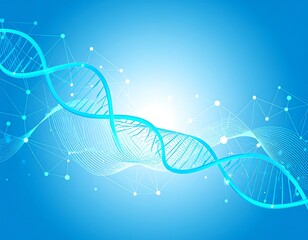 Abstract DNA illustration with a blue background and scientific imagery