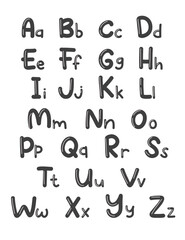 Fun handwritten English alphabet with upper and lowercase letters. Perfect for kids learning, posters, worksheets, and playful educational design.