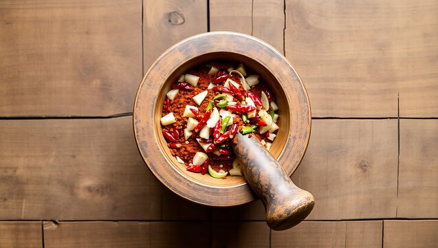 Crushed Garlic and Chilies in Rustic Ulek