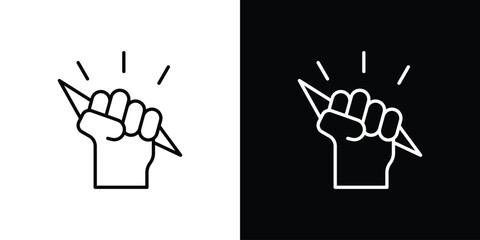 Hand with Power icon. editable stroke web icons