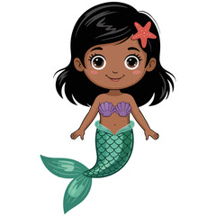 Obraz premium cute mermaid with a starfish in her hair