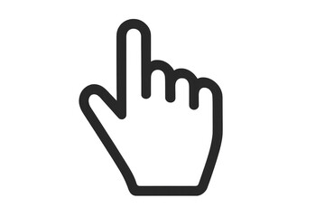 Obraz premium Digital hand cursor pointing upward, highlighting modern interface navigation with sleek black graphic design on transparent backdrop