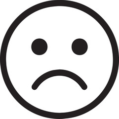 Fototapeta premium Minimalist Sad Emoji Icon Depicting Disappointment and Unhappiness Featuring a Downcast Expression with Circular Eyes and a Frowning Mouth