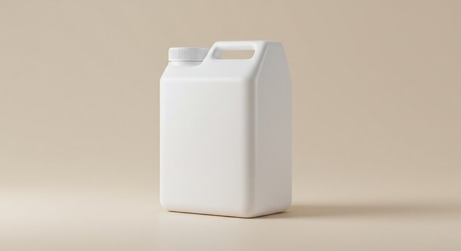 White plastic jug on beige background (1)