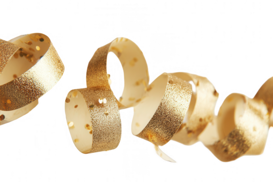 Gold curled ribbon with glitter