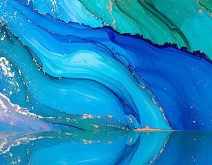 Abstract fluid art with swirling blues and greens (1)