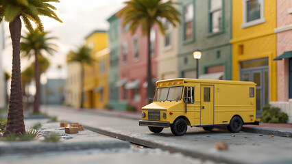 Fototapeta premium yellow school bus on the street