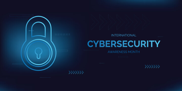 International cyber security awareness month is observed. flat design Cyber security banner Modern gradient color