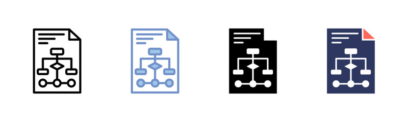 Flow Chart icon sheet multiple style collection