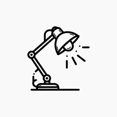 Articulated Desk Lamp with a Domed Shade and Emanating Light Rays.