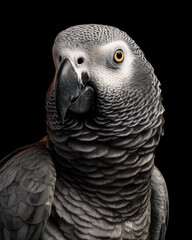 Fototapeta premium African Grey Parrot with Intelligent Expression Studio Shot