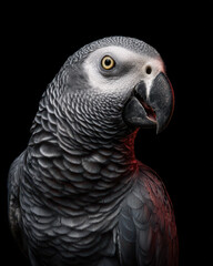 Fototapeta premium African Grey Parrot with Intelligent Expression Studio Shot