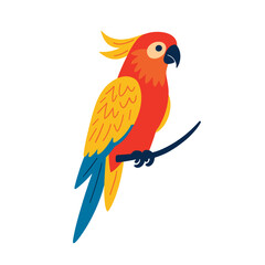 Fototapeta premium Colorful parrot perched on a branch with vibrant feathers 