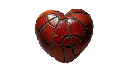 A broken heart in red pieces
