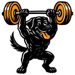 Strong black Labrador Weightlifter Gym Mascot