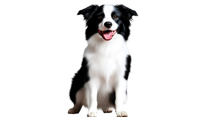 Happy border collie sitting with a bright expression indoors