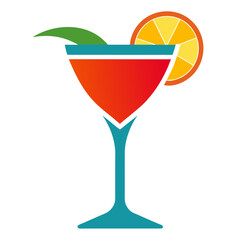 A tropical cocktail glass with lemon drink vector on white background.