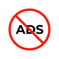 No ads line vector icon