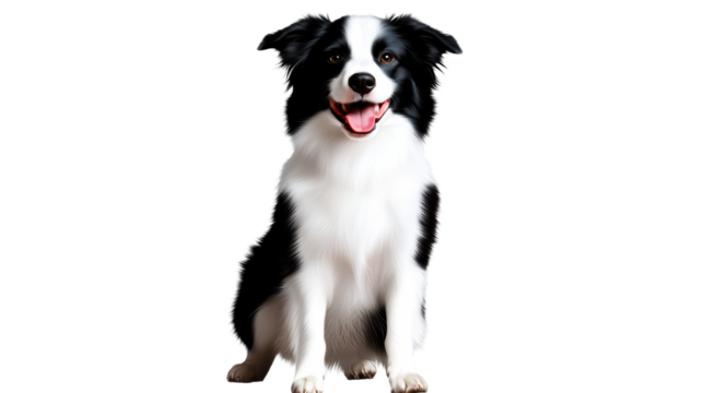 Happy border collie sitting with a bright expression indoors