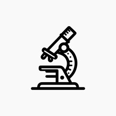 Detailed Black and White Microscope Icon for Scientific Research and Study.