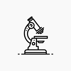 Detailed Line Art Illustration of a Classic Laboratory Microscope.
