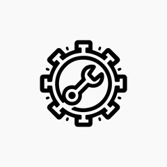 Gear and Wrench Icon Representing Repair Maintenance and Technical Solutions.