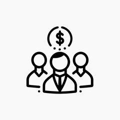 Group of People with Dollar Sign Symbolizing Financial Success.