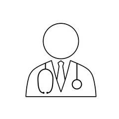 Line Art Doctor Icon with Stethoscope in Minimalist Style