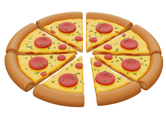 Isolated Delicious Sliced Pepperoni Pizza Ready to Eat