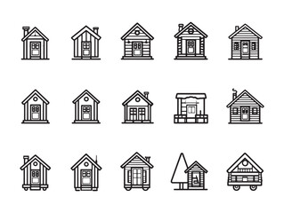 Creative Tiny House Symbol line art illustration style