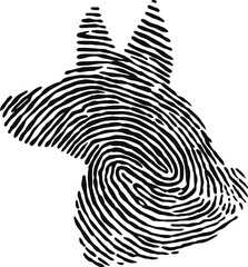 Dog Head Silhouette with Fingerprint Texture