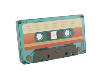Fototapeta premium Isolated Retro Audio Cassette Tape with Teal and Orange Design