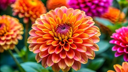Fototapeta premium Close up of a vibrant orange dahlia flower