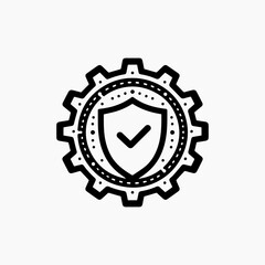 Secure Gear Icon with Shield and Checkmark 1.