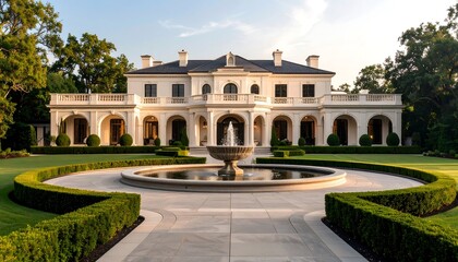 Obraz premium Luxury Mansion with Circular Driveway