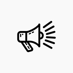 Simple Black Line Art Illustration of a Megaphone.