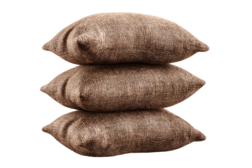 Three stacked burlap sacks