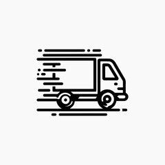 Simple Line Art of a Fast Delivery Truck 1.