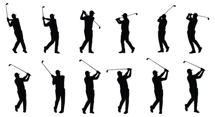 Obraz premium Golf Swing Sequence Silhouette Collection