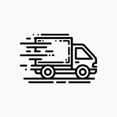 Simple Line Art of a Fast Delivery Truck.